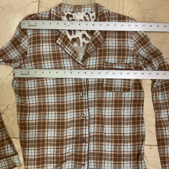 PJ Luxe Pajamas, Brown Plaid Soft Knit Fabric with Stretch, Soft and Comfy, Sz S - Picture 13 of 15